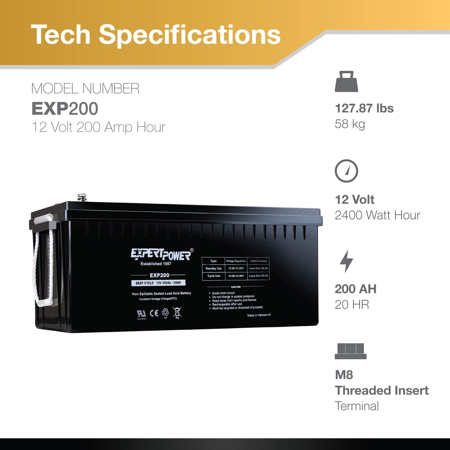 EXP200 12V 200Ah AGM Deep Cycl - Agm Deep Cycle Battery ulasan dan harga